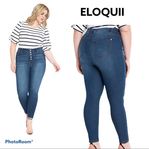 Eloquii Denim - ELOQUII Classic Fit Peach Lift button fly skinny